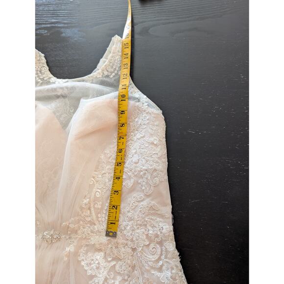 NWT Blush Pink Cross Back Wedding Gown Sz. 14/16 - Picture 14 of 16
